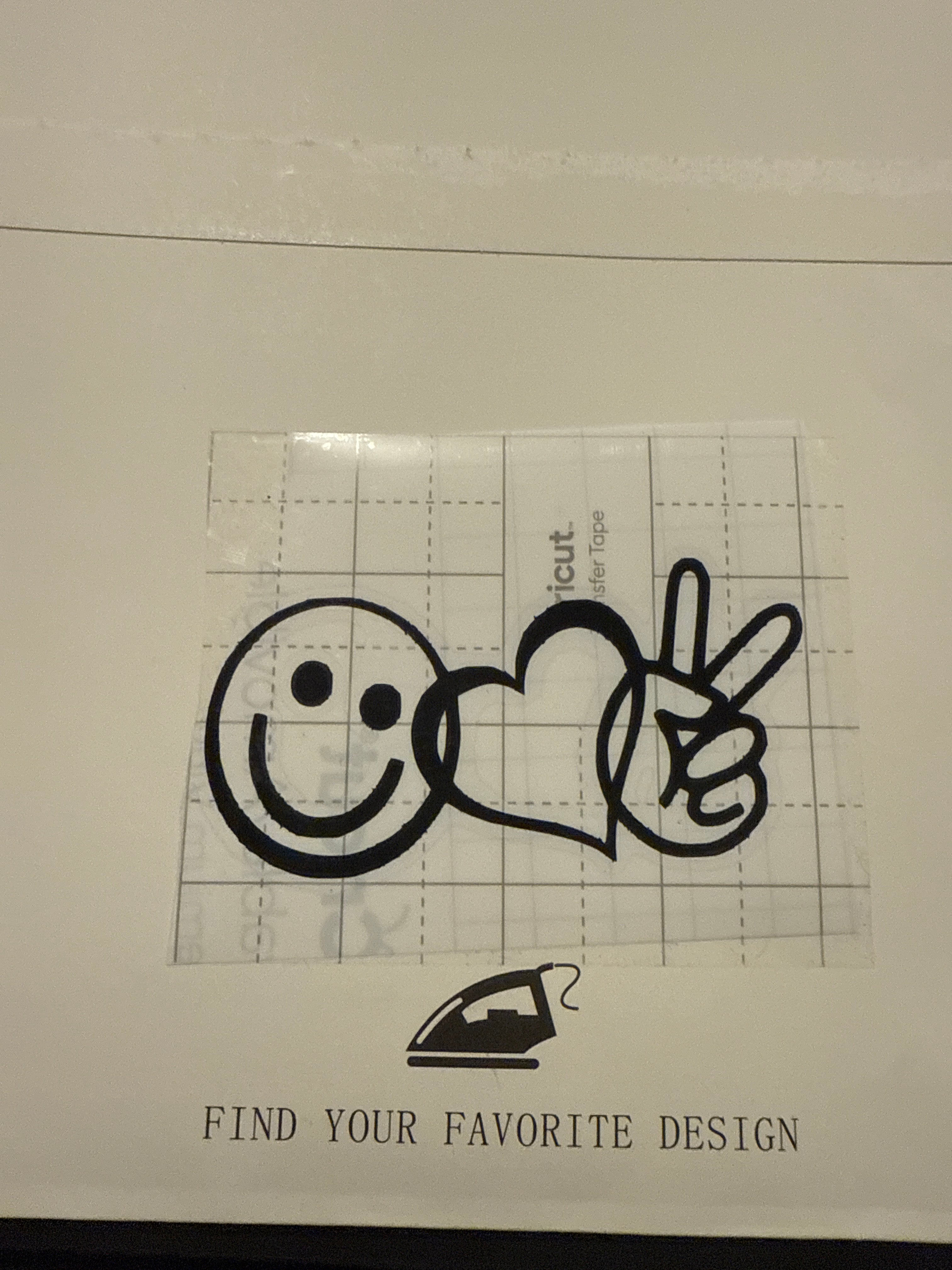 Smiley face, heart, peace sign