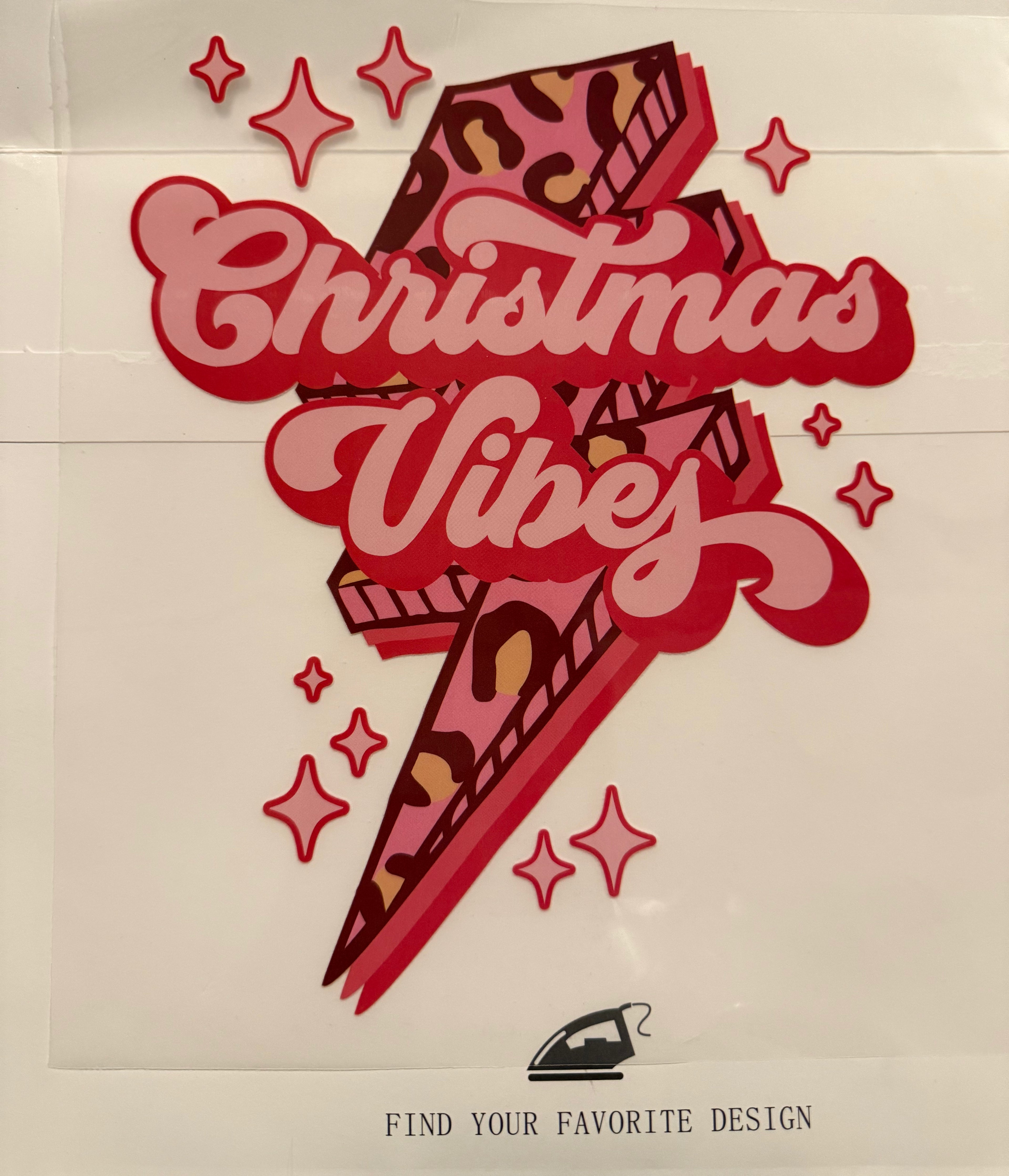 Christmas vibes (pink leopard lightning bolt)